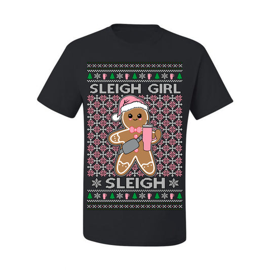 Sleigh Girl Sleigh Funny Trendy Pop Girly Sling Bag Coffee Cup Ugly Christmas Sweater Ugly Christmas Men's T-Shirt