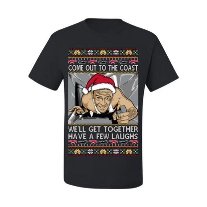 Come Out to the Coast Have a Few Laughs, Funny Die Hard Movie Scene Vent Lighter Quote McClane Nakatomi Plaza Xmas Party, Ugly Christmas Sweater Ugly Christmas Men's T-Shirt