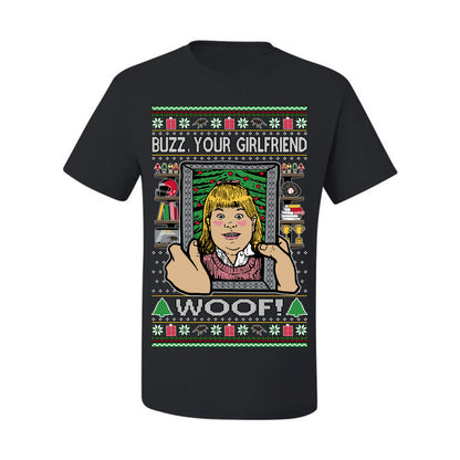 Buzz Your Girlfriend Woof, Funny 90s Chicago Xmas Movie Alone Kevin, Ugly Christmas Sweater Ugly Christmas Men's T-Shirt