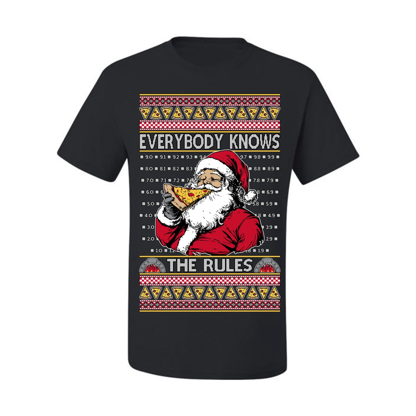 Everybody Knows the Rules Funny, Santa Claus Viral Online Pizza Rating Score, Detroit New England Deep Dish Pizzas Jersey New York Style, Ugly Christmas Sweater Ugly Christmas Men's T-Shirt