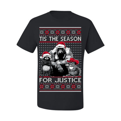 Tis the Season For Justice, RIP Harambe Peanut the Squirrel Fred Raccoon Viral Save our Pets Meme, Ugly Christmas Sweater Ugly Christmas Men's T-Shirt