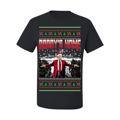Daddy's Home Red Suit, I'll Be Home for Christmas | Funny Santa Clause President Donald Trump White House Holiday Xmas Sweaters, MAGA Ugly Christmas Men's T-Shirt