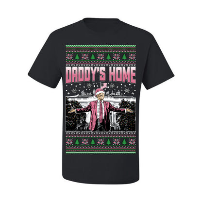 Daddy's Home Pink Suit, I'll Be Home for Christmas | Funny Santa Clause President Donald Trump White House Holiday Xmas Sweaters, MAGA Ugly Christmas Men's T-Shirt