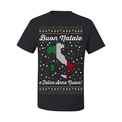 Buon Natale e Felice Anno Nuovo! Merry Christmas and Happy New Year, Funny Classic Italy Peninsula Italian Ugly Christmas Sweater Ugly Christmas Men's T-Shirt