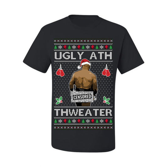 Merry Chrithmith Ugly Ath Thweater Censored, Funny Mike Tyson Viral Kiss My Ass Boxing Fight Meme, Men Women Ugly Christmas Sweater Ugly Christmas Men's T-Shirt