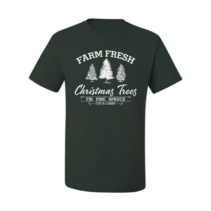 Farm Fresh Christmas Trees Classic White Design | Fir Pine Sprice, Cut and Carry, Classic Vintage Winter Holiday Tree Logo Ugly Christmas Men's T-Shirt