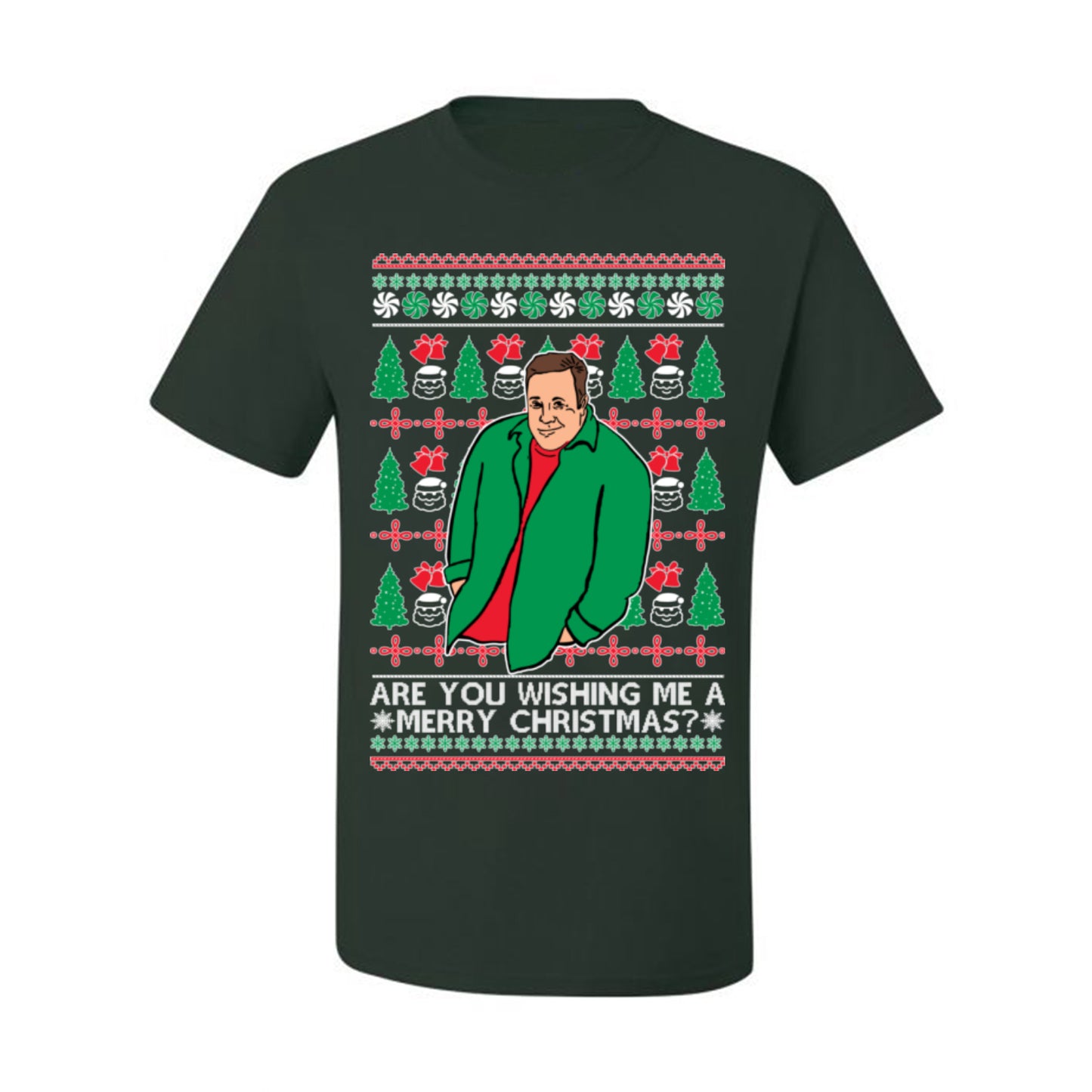 Are You Wishing Me a Merry Christmas? Funny Kevin Viral Shrug Shrugging Actor Meme Ugly Christmas Men's T-Shirt