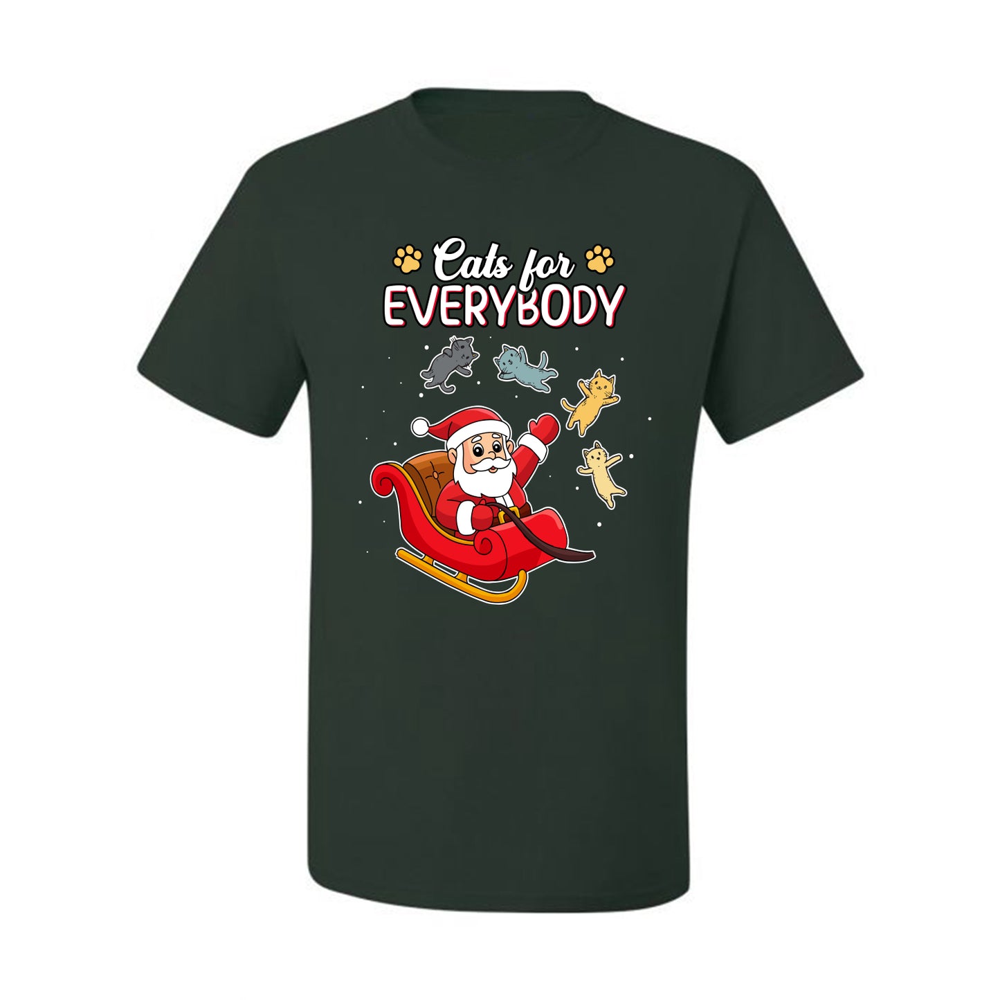 Cats for Everybody, Cute Santa Claus Santa's Sleigh Floating Space Cat  Ugly Christmas Men's T-Shirt