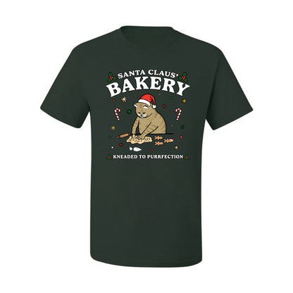 Santa Claus Bakery | Bread Kneaded to Purrfection, Funny Cute Cat Chef Baker Joke Ugly Christmas Men's T-Shirt