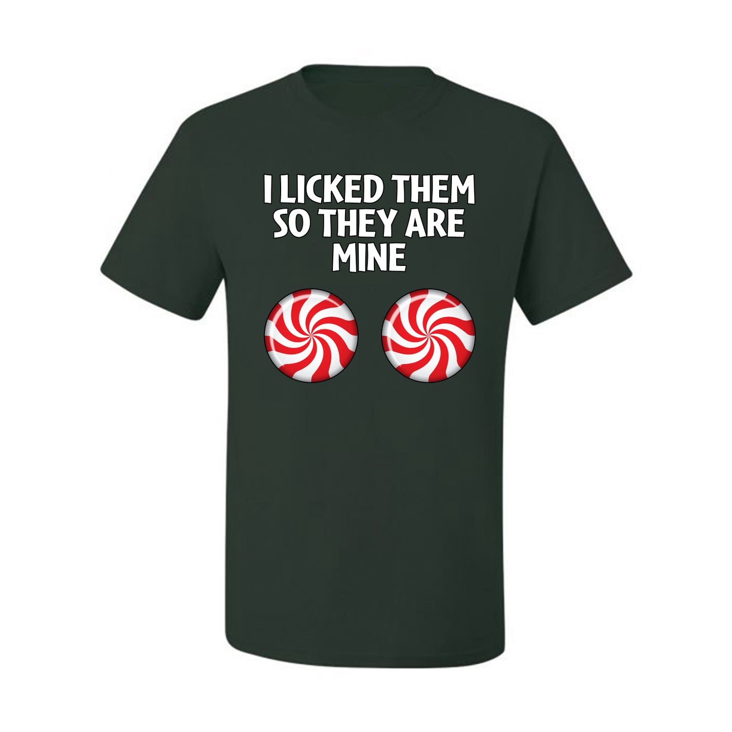 I Licked Them So They Are Mine, Funny Winter Candy Cane Joke  Ugly Christmas Men's T-Shirt