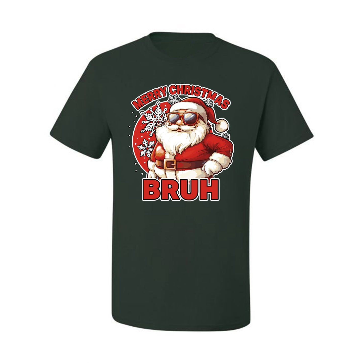 Merry Christmas Bruh | Funny Cool Santa Claus Sunglasses Trendy Hip Viral Meme Ugly Christmas Men's T-Shirt