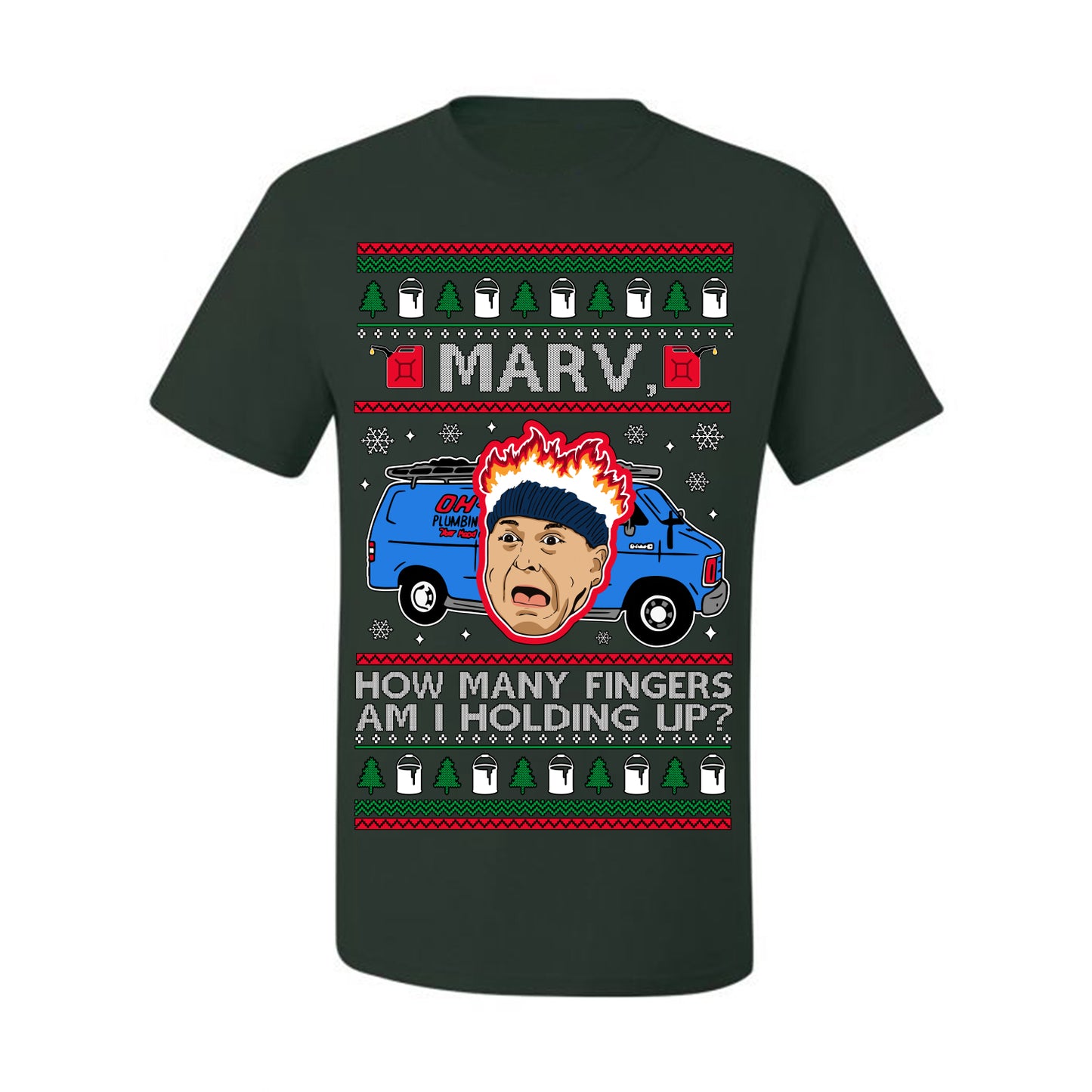 Marv How Many Fingers Am I Holding Up? Funny 90s Chicago Xmas Movie Quote Harry Kevin Fire Plumbing Van Bandits, Ugly Christmas Sweater Ugly Christmas Men's T-Shirt