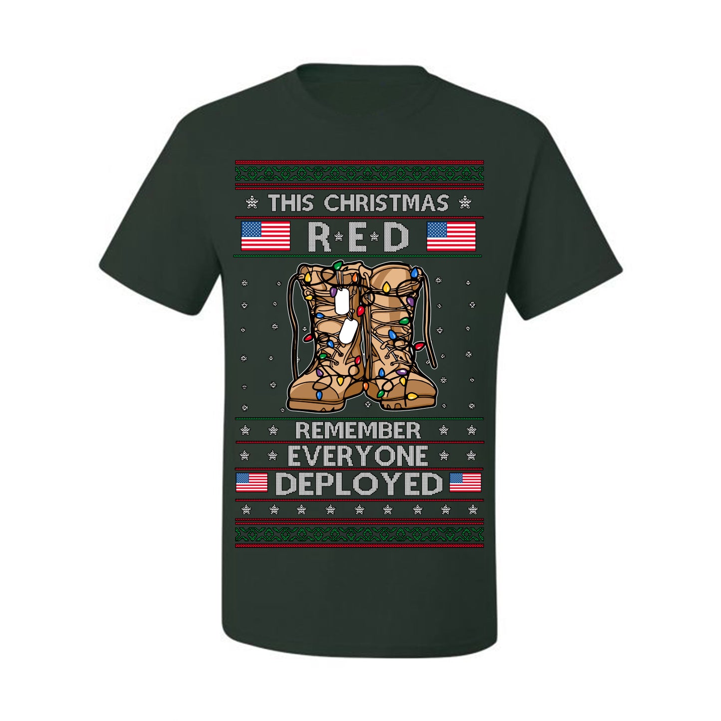 This Christmas RED Remember Everyone Deployed, Pro Military Vet 1st 2nd Amendment Veteran, RED Friday Ugly Christmas Sweater Ugly Christmas Men's T-Shirt