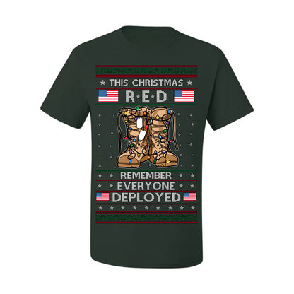 This Christmas RED Remember Everyone Deployed, Pro Military Vet 1st 2nd Amendment Veteran, RED Friday Ugly Christmas Sweater Ugly Christmas Men's T-Shirt