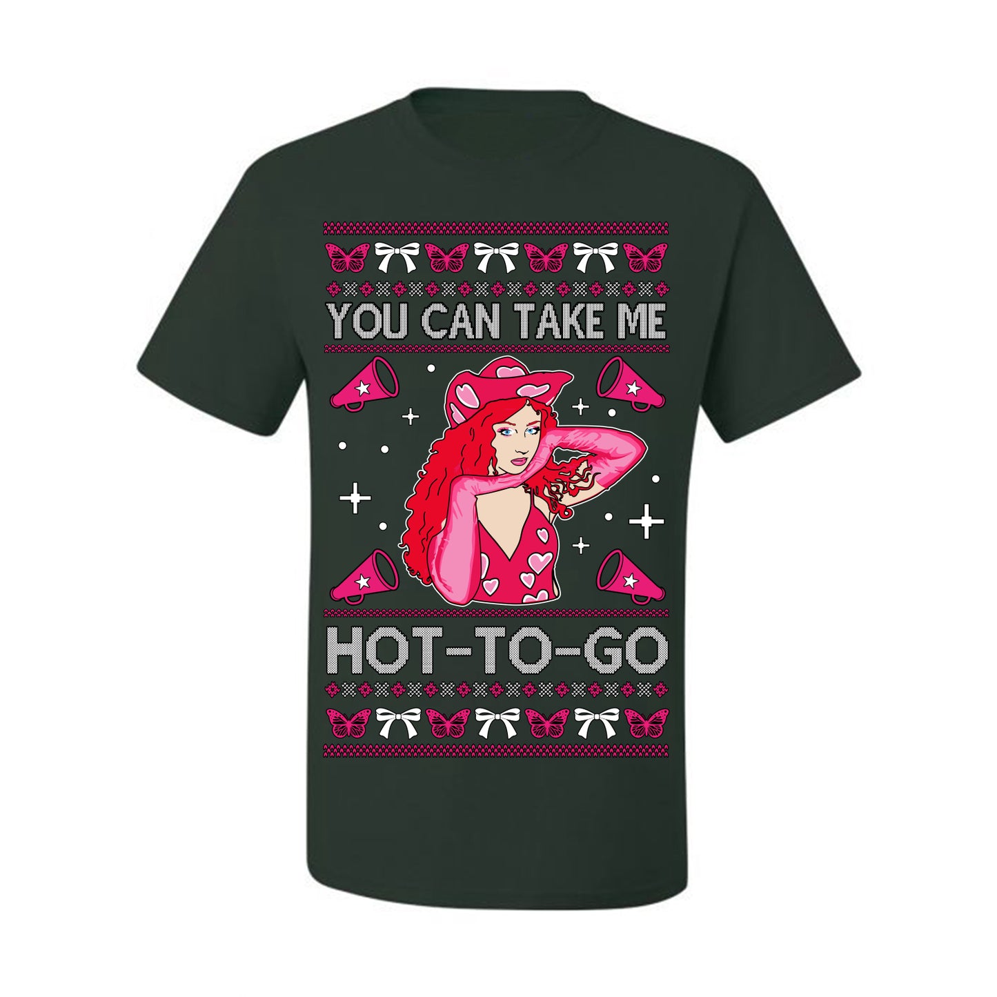 You Can Take Me Hot to Go, Viral Midwest Princess Song Dance Pop Star Concert Tour Merch, Ugly Christmas Sweater Ugly Christmas Men's T-Shirt