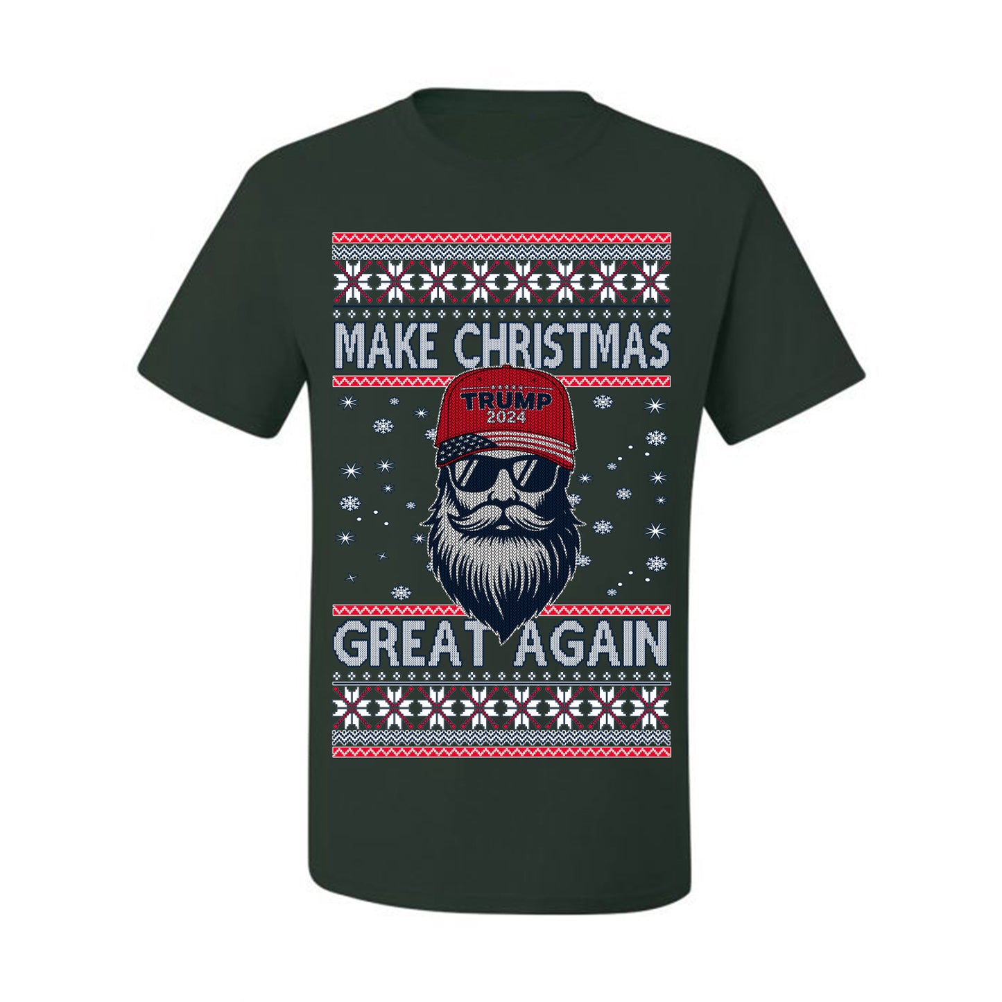 Make Christmas Great Again Trump Santa Claus 2024 MAGA,  Donald Trump JD Vance GOP Republican, Ugly Christmas Sweater Crewneck Sweatshirt Ugly Christmas Men's T-Shirt