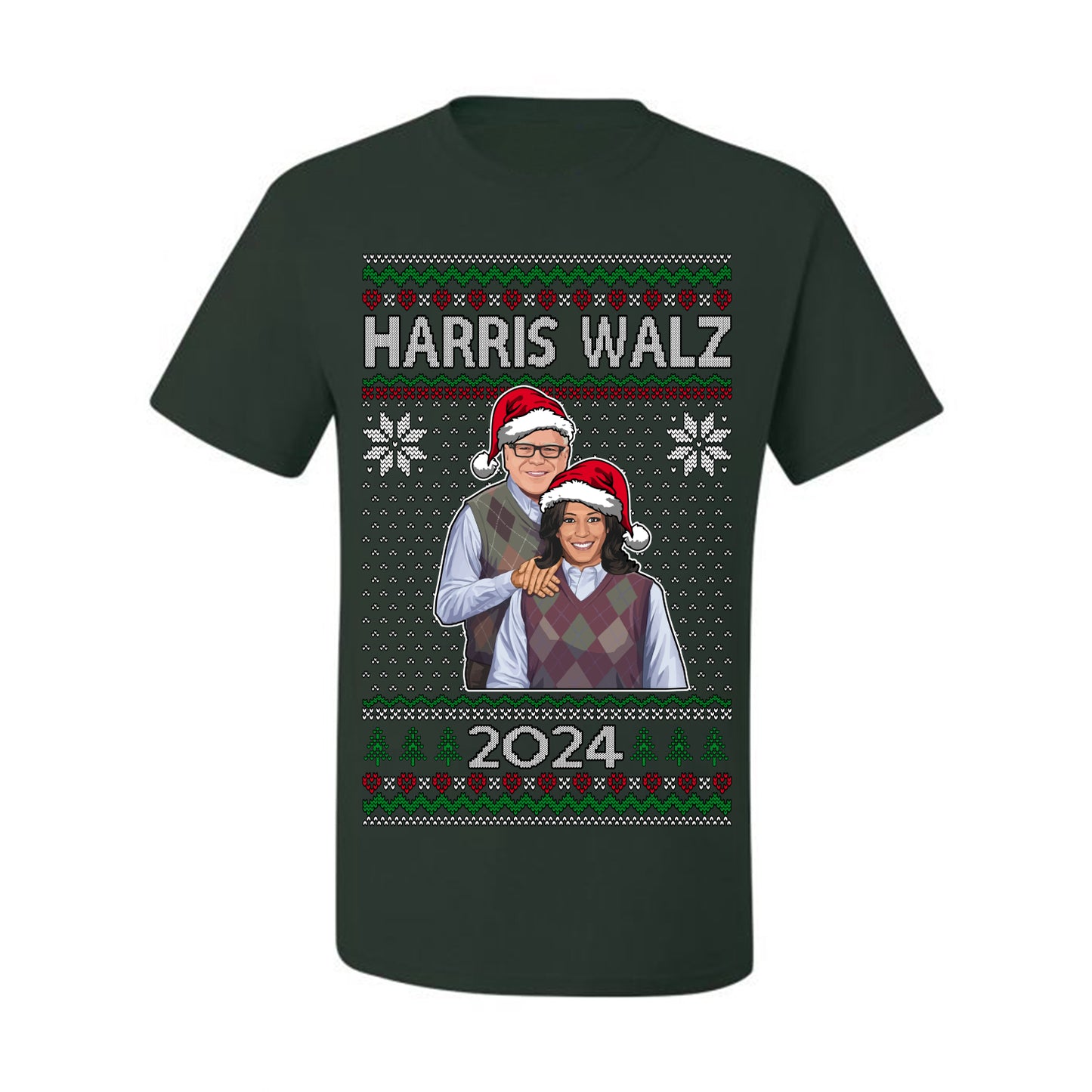 Kamala Harris Tim Walz 2024 Classic Movie Poster, Democrat Political Xmas Ugly Christmas Sweater Crewneck Sweatshirt Ugly Christmas Men's T-Shirt