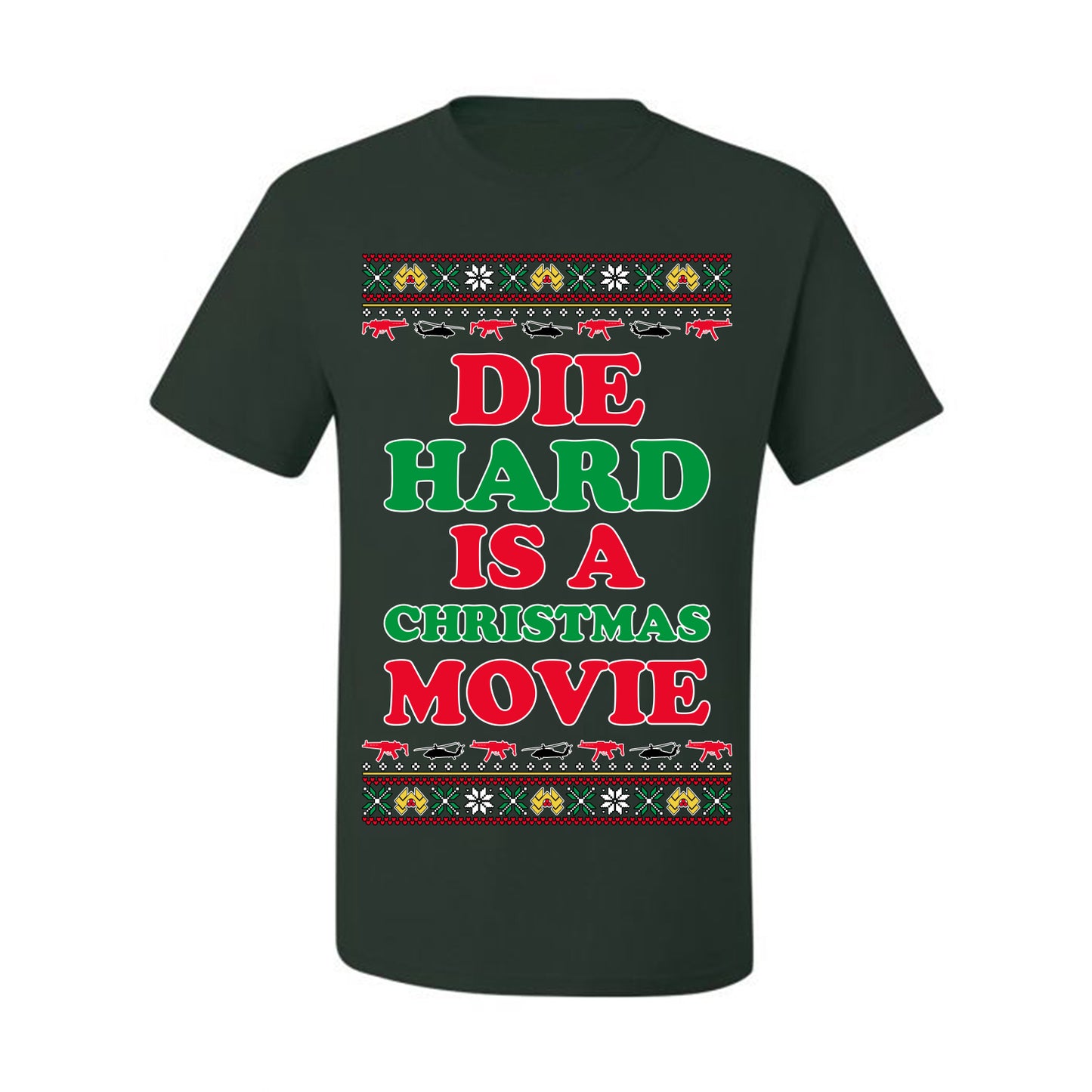 Die Hard is a Christmas Movie Classic, McClane Hans Nakatomi Plaza Xmas Party Holiday Movies, Ugly Christmas Sweater Crewneck Sweatshirt Ugly Christmas Men's T-Shirt