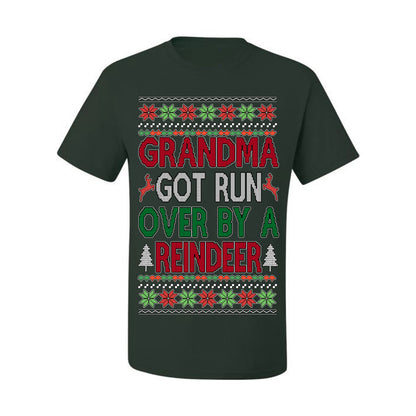 Grandma Got Ran Over by a Reindeer | Classic Xmas Song Holiday Movie Quote, Ugly Christmas Sweater Crewneck Sweatshirt Ugly Christmas Men's T-Shirt