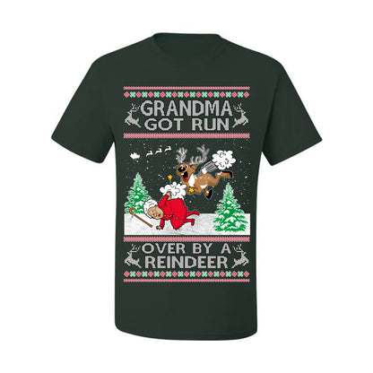 Grandma Got Run Over by a Reindeer, Funny Animated Design Rein Deer Kids TV Song Movie, Ugly Christmas Sweater Ugly Christmas Men's T-Shirt