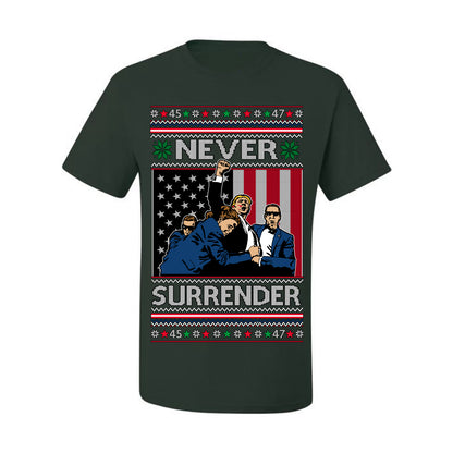 Never Surrender, Pro Donald Trump Fight Fight Fight Fist Pump 2024 Butler PA Rally Shot, Ugly Christmas Sweater Ugly Christmas Men's T-Shirt