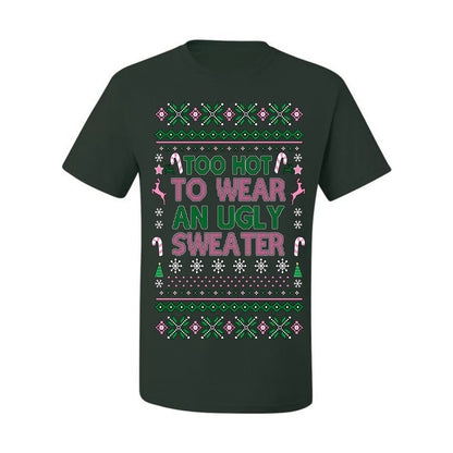 Too Hot to Wear an Ugly Sweater, Funny Pink Candy Cane Cut Diva Girl Reindeer Xmas, Ugly Christmas Sweater Ugly Christmas Men's T-Shirt