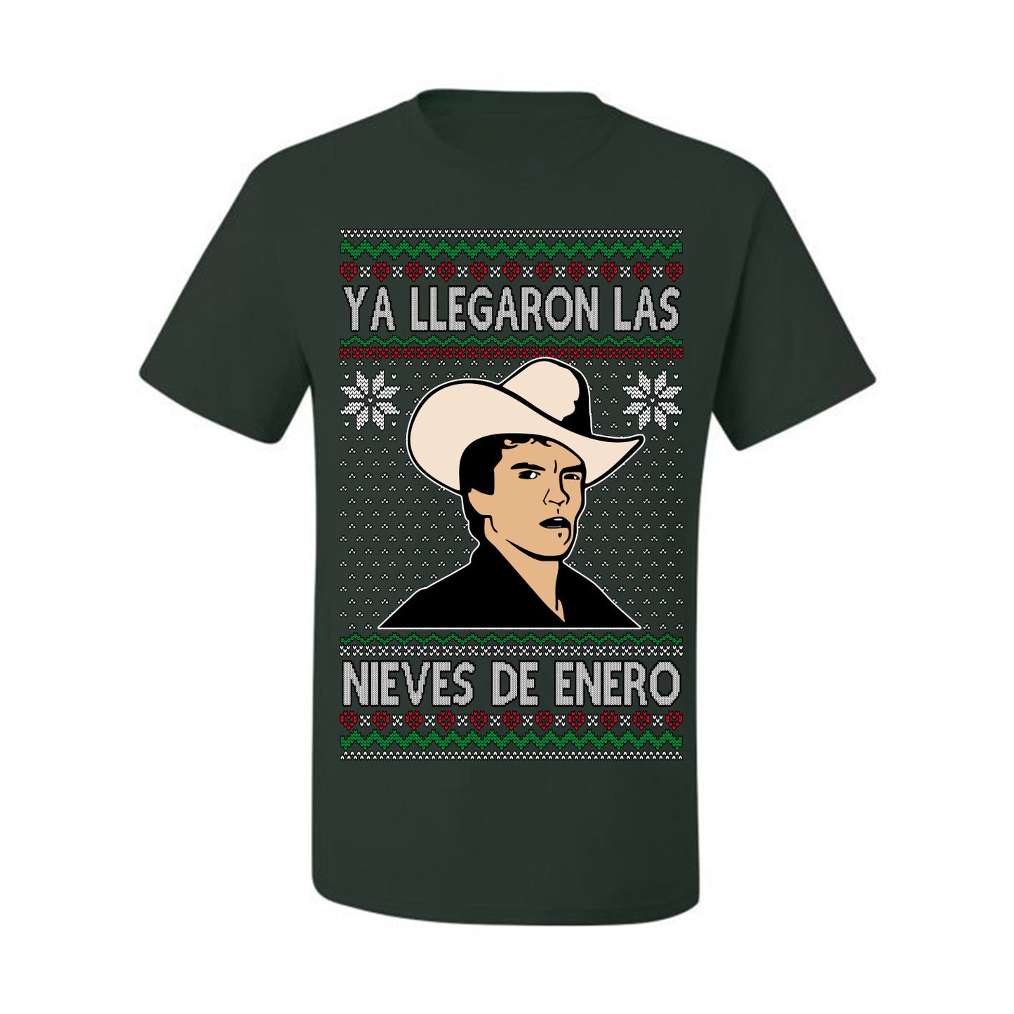 Ya Llegaron Las Nieves De Enero Chalino, January Snow Has Arrived, Rosalino Mexican Pop Star Mexico Tijuanna Corrido, Ugly Christmas Sweater Ugly Christmas Men's T-Shirt
