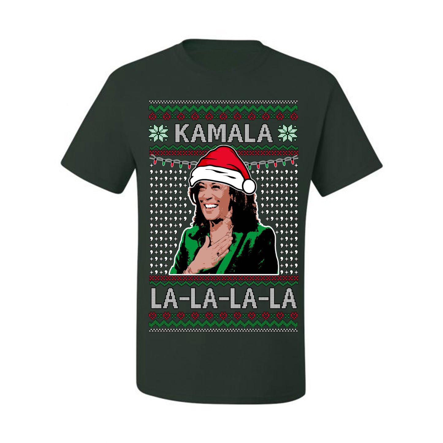 Kamala La La, Funny Kamala Harris Santa Hat Classic Xmas Song Carol Lyrics Winter Holiday, Ugly Christmas Sweater Ugly Christmas Men's T-Shirt