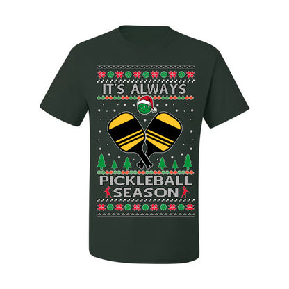It's Always Pickleball Season, Funny Pickle Ball Enthusiast Paddles Ball Trendy Popular Milennial Sports Fan, Ugly Christmas Sweater Ugly Christmas Men's T-Shirt