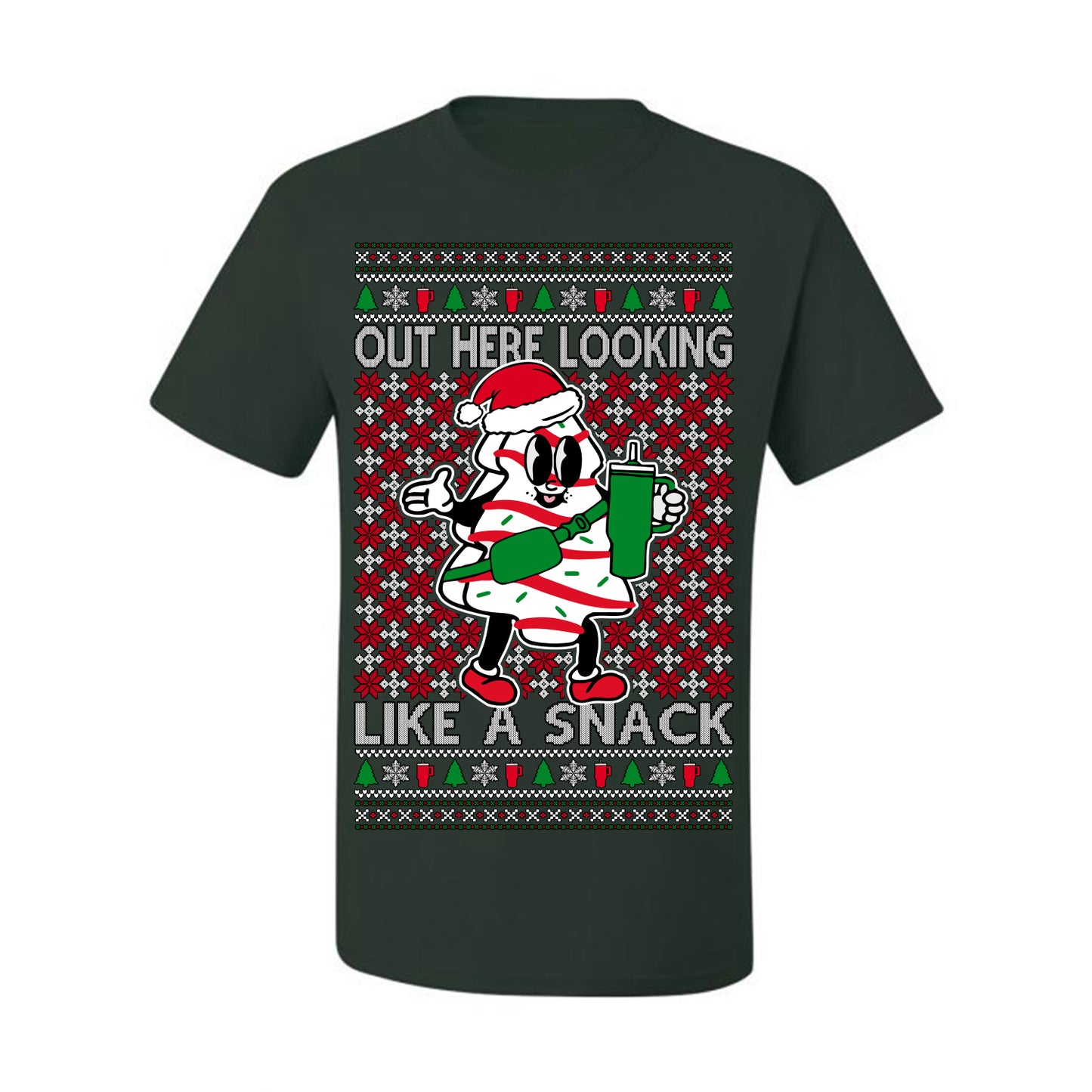 Out Here Looking Like a Snack, Funny Cute White Chocolate Sprinkles Holiday Trendy Millennial Christmas Cookie Ugly Christmas Sweater Ugly Christmas Men's T-Shirt