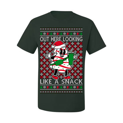Out Here Looking Like a Snack, Funny Cute White Chocolate Sprinkles Holiday Trendy Millennial Christmas Cookie Ugly Christmas Sweater Ugly Christmas Men's T-Shirt