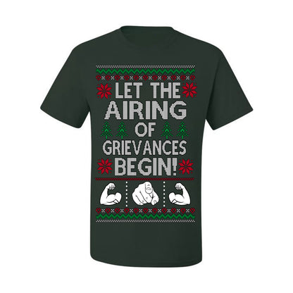 Let the Airing of Grievances Begin Funny TV Sitcom Festivus for the Rest of Us, Feats of Strength Iconic TV Quote Ugly Christmas Men's T-Shirt