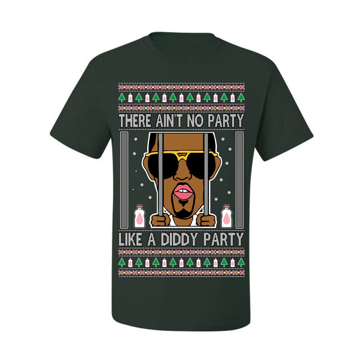 There Ain't No Party Like a Diddy Party, Viral Meme Trendy Baby Oil Crazy Parties Funny Classic Ugly Christmas Sweater Ugly Christmas Men's T-Shirt