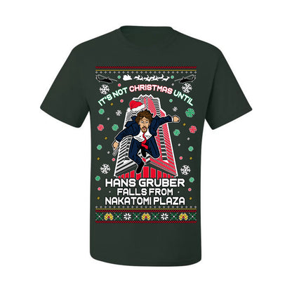 It's Not Christmas Until Hans Gruber Falls From Nakatomi Plaza, Color Design Skyscraper LA Falling Iconic 80s Xmas Movie Ugly Christmas Sweater Ugly Christmas Men's T-Shirt