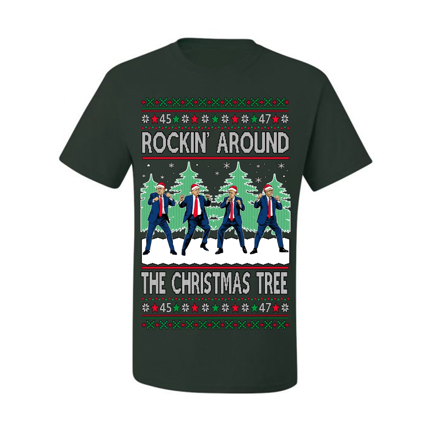 Rocking Around the Christmas Tree Trump Shimmy Dance Ugly Christmas Sweater Ugly Christmas Men's T-Shirt