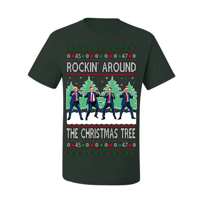 Rocking Around the Christmas Tree Trump Shimmy Dance Ugly Christmas Sweater Ugly Christmas Men's T-Shirt