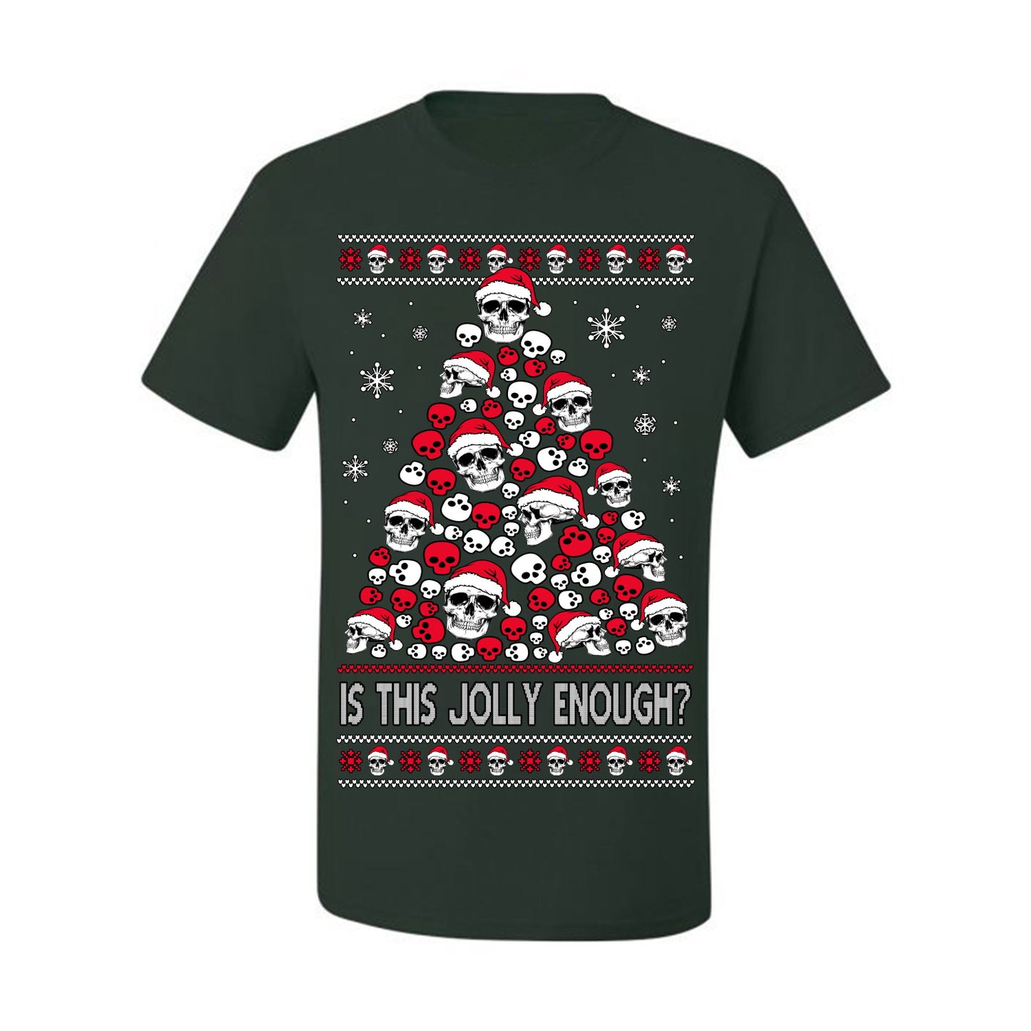Is This Jolly Enough? Skeleton Halloween Xmas Skull Christmas Tree Ugly Christmas Sweater Ugly Christmas Men's T-Shirt