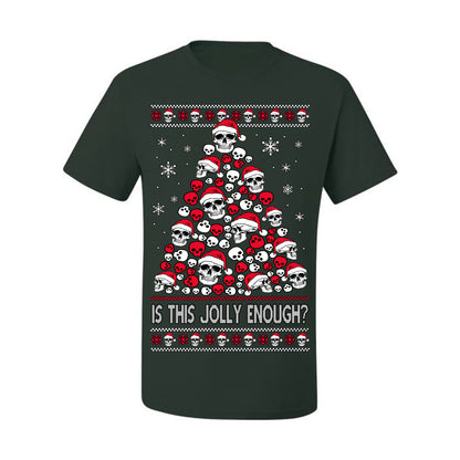 Is This Jolly Enough? Skeleton Halloween Xmas Skull Christmas Tree Ugly Christmas Sweater Ugly Christmas Men's T-Shirt