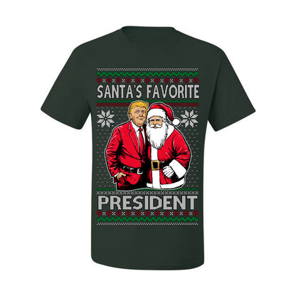 Santa's Favorite President Red Suit Trump, 47th USA President of the United States, Gift for Republicans Conservatives Ugly Christmas Sweater Ugly Christmas Men's T-Shirt
