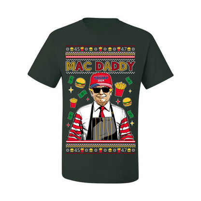 Mac Daddy Funny Viral Trump Meme, PA Fast Food Worker Chef Fries Burgers, 2024 MAGA Make America Great Again Ugly Christmas Sweater Ugly Christmas Men's T-Shirt