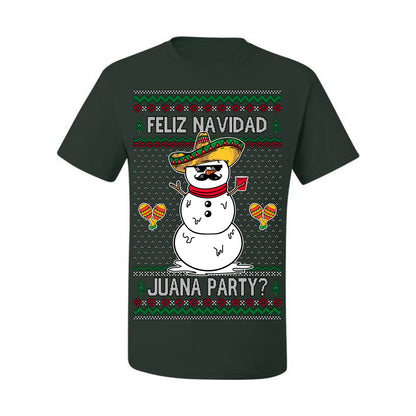 Feliz Navidad Juana Party? Funny Spanish Drinking Sueter Cerveza Ropa en Espanol Ugly Christmas Sweater Ugly Christmas Men's T-Shirt