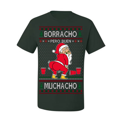 Borracho Pero Buen Muchacho Bebida Alcohol Drunk But a Good Boy, Espanol Ropa Sueter Navideno Cerveza, Funny Ugly Christmas Sweater Ugly Christmas Men's T-Shirt