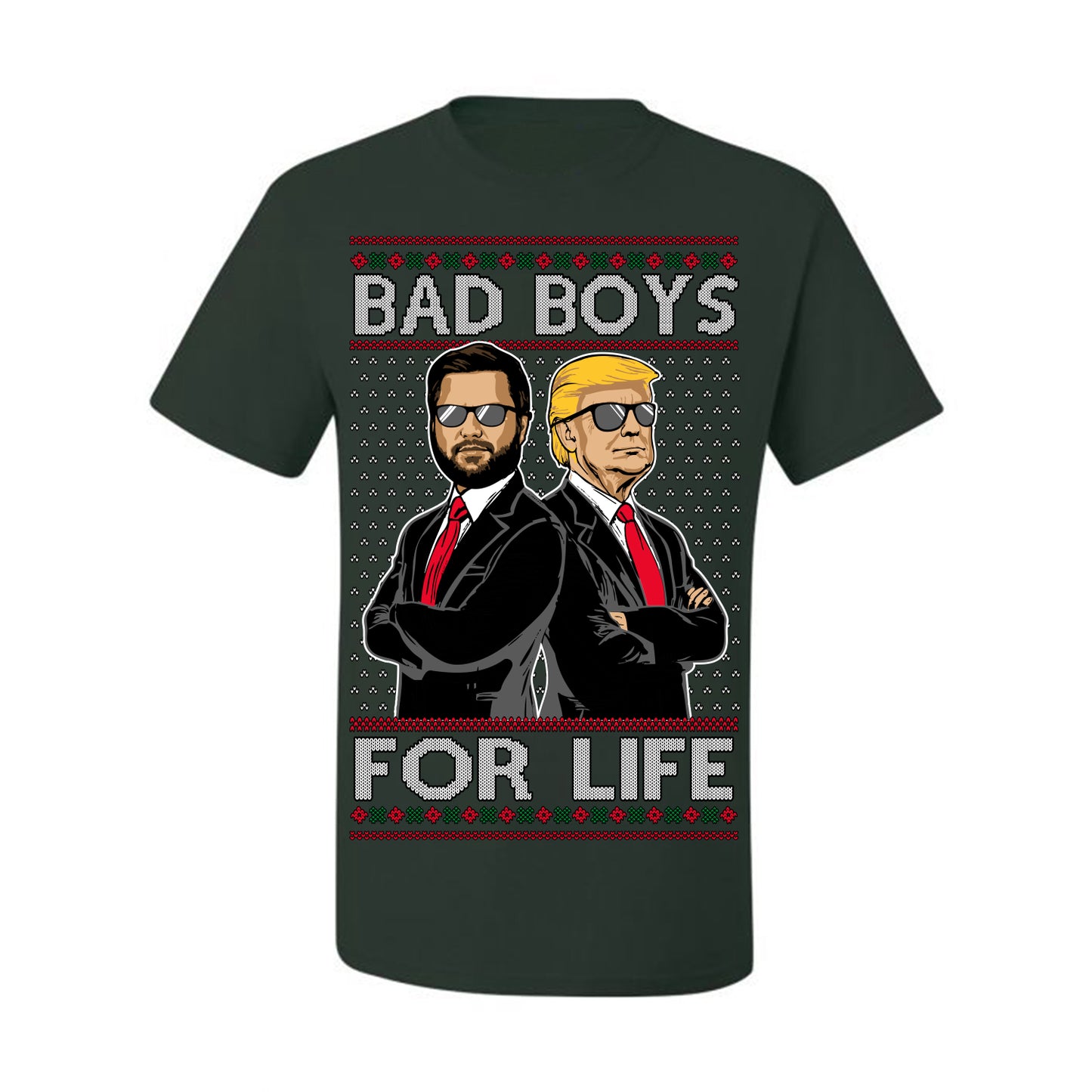 Bad Boys for Life Donald Trump JD Vance, MAGA Make America Great Again 2024, 90s Comedy Movie Parody Ugly Christmas Sweater Ugly Christmas Men's T-Shirt