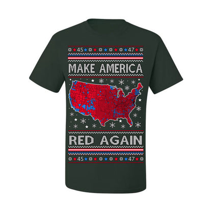 Make America Red Again USA Map, President Donald Trump 2024 MAGA Red Wave, Ugly Christmas Sweater Ugly Christmas Men's T-Shirt