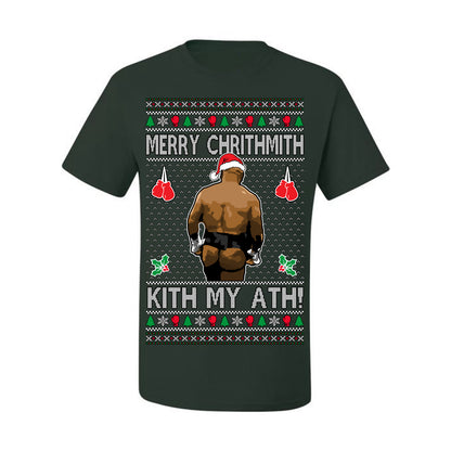 Merry Chrithmith Kith My Ath, Mike Tyson Butt Viral Kiss My Ass Boxing Fight Meme, Men Women Funny Ugly Christmas Sweater Ugly Christmas Men's T-Shirt