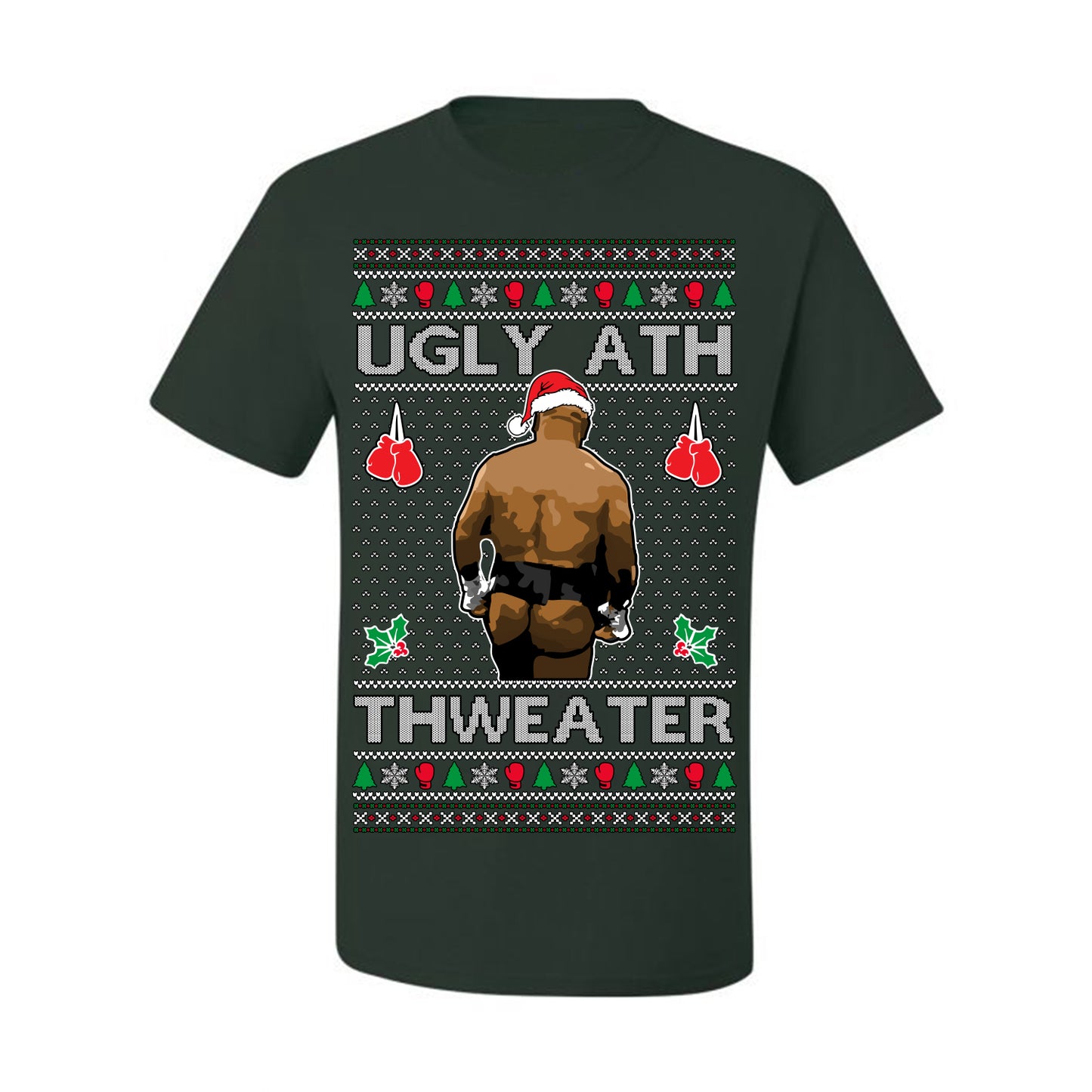 Ugly Ath Sweater Merry Chrithmith, Mike Tyson Butt Viral Ugly Ass Boxing Fight Meme Men Women Funny Ugly Christmas Sweater Ugly Christmas Men's T-Shirt