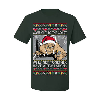 Come Out to the Coast Have a Few Laughs, Funny Die Hard Movie Scene Vent Lighter Quote McClane Nakatomi Plaza Xmas Party, Ugly Christmas Sweater Ugly Christmas Men's T-Shirt