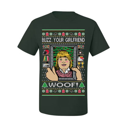 Buzz Your Girlfriend Woof, Funny 90s Chicago Xmas Movie Alone Kevin, Ugly Christmas Sweater Ugly Christmas Men's T-Shirt