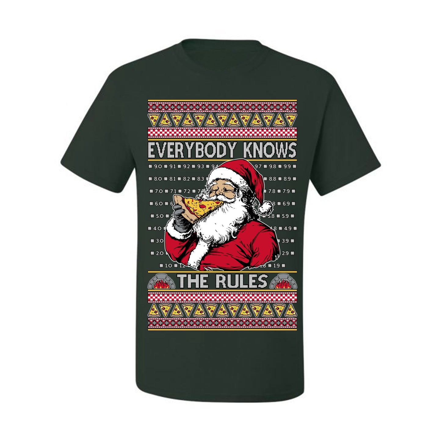 Everybody Knows the Rules Funny, Santa Claus Viral Online Pizza Rating Score, Detroit New England Deep Dish Pizzas Jersey New York Style, Ugly Christmas Sweater Ugly Christmas Men's T-Shirt