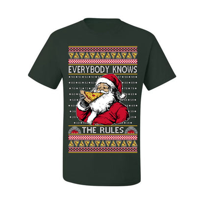 Everybody Knows the Rules Funny, Santa Claus Viral Online Pizza Rating Score, Detroit New England Deep Dish Pizzas Jersey New York Style, Ugly Christmas Sweater Ugly Christmas Men's T-Shirt